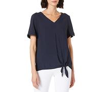 Cecil Damenbluse Viskose Unifarbe Kurzarm V-Ausschnitt Sommerbluse Knoten