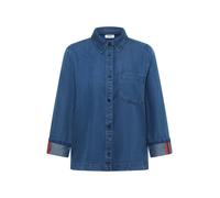 Langarmbluse CECIL, Damen, Gr. M (40), mid blau wash, Stoff, 100% Lyocell, unifarben, klassisch normal, V-Ausschnitt, Bündchen, Blusen, in Blusen-Optik (31044305-M) mid blau wash