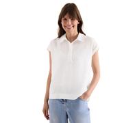 Kurzarmbluse CECIL, Damen, Gr. XXL (46), vanilleweiß, Stoff, 76% Viskose, 24% Polyamid, unifarben, klassisch normal, V-Ausschnitt, Bündchen, Blusen, mit Knopfleiste (19752166-XXL) vanilleweiß