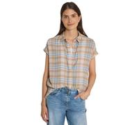 Kurzarmbluse CECIL, Damen, Gr. L (42), beige (snow cloud beige), Stoff, 100% Viskose, kariert, klassisch normal, V-Ausschnitt, normaler Saum, Blusen, mit allover Print (12691205-L) snow cloud beige