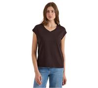 Kurzarmshirt CECIL, Damen, Gr. XXL (46), braun cacao, Jersey, Obermaterial: 50% Baumwolle, 50% Modal, unifarben, normal hüftbedeckend, V-Ausschnitt, abgesteppte Kante, Shirts, Sommershirt mit V-Neck (