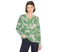 Cecil Gemusterte Split Neck Bluse Dark Bamboo Green M