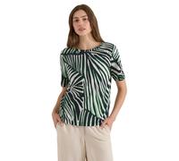 Cecil Kurzarmshirt palm breeze grün – Rundhals, geblümt, 50% Baumwolle/50% Modal, Gr. S