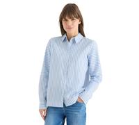 Hemdbluse CECIL, Damen, Gr. XS (36), blouse blau, Web, Obermaterial: 100% Baumwolle, gestreift, lässig geschnitten hüftbedeckend, Rundhals, 1-Knopf-Manschette, Blusen Hemdbluse, in Streifen-Optik (388