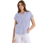Cecil Damenbluse Dropped Shoulder – Kurzarm, Struktur, 100% Baumwolle, Blau, XXL (46)
