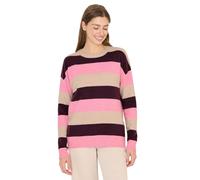 Strickpullover CECIL, Damen, Gr. XXL (46), bunt (eggplant rot), Web, 37% Baumwolle, 34% Polyacryl, 26% Polyester, 3% Elasthan, gestreift, normal normal, Rundhals, Rippbündchen, Pullover Strickpullover