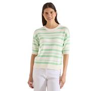 Kurzarmpullover CECIL, Damen, Gr. M (40), juicy lime, Web, 75% Baumwolle, 25% Polyester, gestreift, comfort fit normal, Rundhals, Rippbündchen, Pullover, im Streifendesign (15376407-M) juicy lime