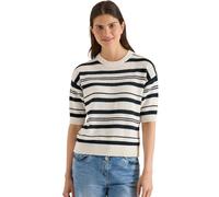 CECIL Kurzarmpullover gestreift – Damen L (42), palm breeze grün, 75/25 Baumwolle/Polyester, Rundhals