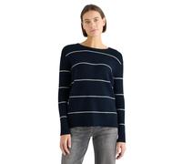 Cecil Damen Gestreifter Strukturpullover Blau Gr. M