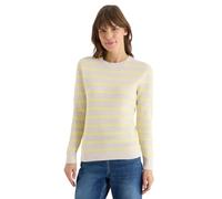 Strickpullover CECIL, Damen, Gr. L (42), iced gelb, Web, 100% Baumwolle, gestreift, normal normal, Rundhals, Rippbündchen, Pullover Strickpullover, im Streifendesign (62029727-L) iced gelb