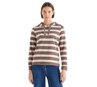 Cecil Gestreiftes Hoodie-Shirt urban Taupe S