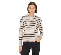 Cecil Damen Kapuzenshirt Gestreift – light greige, Viskose‑Mix 80/16/4, Gr. XL (44)