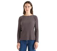 Cecil Langarmshirt Gestreift – 95% Baumwolle/5% Elasthan, Rundhals – Gr. L, eggplant rot