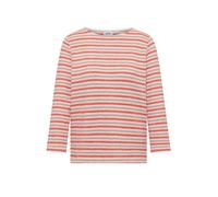 Cecil 3/4-Arm-Shirt Damen – gestreiftes Strukturshirt, U-Boot-Ausschnitt – Cherry Tomato Orange XL