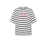 Cecil - Gestreiftes T-Shirt mit Statement-Print und Rundhalsausschnitt blau - Gr. - XS