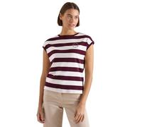 Print-Shirt CECIL, Damen, Gr. XXL (46), sweet grape rot, Web, 100% Baumwolle, gestreift, normal normal, U-Boot-Ausschnitt, abgesteppt, Shirts, aus reiner Baumwolle (46568136-XXL) sweet grape rot