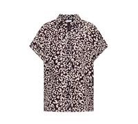Cecil Kurzarmbluse mit Leo-Print Leinenmix V-Ausschnitt Damen XL (44) rich burgundy