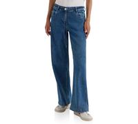 Loose-fit-Jeans CECIL, Damen, Gr. 36, Länge 30, blau (mid blau wash), Jeans, 71% Baumwolle, 27% Polyester, 2% Elasthan, unifarben, lang, Jeans, mit Bindegürtel (48455519-36) mid blau wash