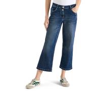 Loose-fit-Jeans CECIL "Style Neele", Damen, Gr. 31, Länge 26, mid blau used wash, Denim/Jeans, Obermaterial: 71% Baumwolle, 27% Polyester, 2% Elasthan. Futter: 52% Polyester, 48% Baumwolle, unifarben,