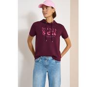 Kapuzenshirt CECIL, Damen, Gr. L (42), sweet grape rot, Web, 48% Baumwolle, 48% Modal, 4% Elasthan, bedruckt, comfort fit normal, ohne Ausschnitt, abgesteppt, Shirts Kapuzenshirt, mit Kapuze mit Tunne