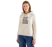 Sweatshirt CECIL, Damen, Gr. XL (44), beige (pearl beige meliert), Sweatware, 54% Polyester, 46% Baumwolle, bedruckt, comfort fit, ohne Ausschnitt, Rippbündchen, Sweatshirts Sweatshirt, mit Kapuze (89