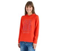 Langarmshirt CECIL, Damen, Gr. S (38), cherry tomato orange, Stoff, 72% Viskose, 25% Polyester, 3% Elasthan, bedruckt, comfort fit normal, ohne Ausschnitt, Bündchen, Shirts Langarmshirt, mit Wording-P