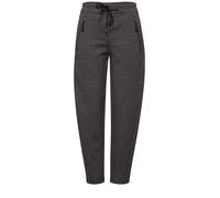 Jogger Pants CECIL, Damen, Gr. XL, Länge 28, grau (creamy mocha), Stoff, 80% Polyester, 17% Viskose, 3% Elasthan, gemustert, comfort fit knöchelfrei, Hosen, Elastikbund mit Tunnelzug (93542010-XL) cre