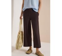 Cecil Stoffhose Wide Leg Seersucker – High Waist, loose fit 7/8, braun cacao, Gr. L