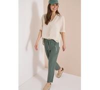 Stoffhose CECIL "Style Chelsea", Damen, Gr. XXL (46), Länge 28, just khaki, Web, Obermaterial: 55% Leinen, 45% Viskose. Futter: 100% Baumwolle, unifarben, loose fit lang, Hosen Stoffhose, Sommerhose a