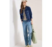 Jeansjacke CECIL, Damen, Gr. M (40), mid blau wash, Web, 70% Baumwolle, 28% Polyester, 2% Elasthan, unifarben, comfort fit normal, V-Ausschnitt, Bündchen, Jacken Jeansjacke, mit Knopfleiste (29764745-