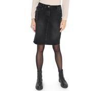 Jeansrock CECIL, Damen, Gr. 36, schwarz washed, Jeans, 77% Baumwolle, 20% Polyester, 3% Elasthan, unifarben, normal knielang, Röcke Jeansrock, mit dekorativen Nieten (15860317-36) schwarz washed
