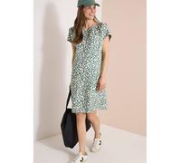 Midikleid CECIL, Damen, Gr. XL (44), US-Größen, macadamia beige, Stoff, 55% Leinen, 45% Viskose, comfort fit kniefrei, Rundhals, Aufschlag, Kleider Midikleid, knielang (21589447-XL) macadamia beige