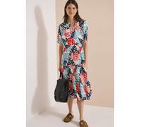 Midikleid CECIL, Damen, Gr. XL (44), US-Größen, light alabaster weiß, Stoff, 100% Viskose, gemustert, normal wadenlang, Rundhals, elastischer Bund, Kleider Midikleid, aus Viskose (51374619-XL) light a