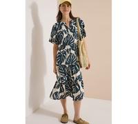 Cecil Damen Midikleid mit Split Neck und Print Palm Breeze Green Größe S