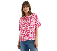 Cecil Kurzarm Bluse mit Print und Knöpfen Beetroot pink XS