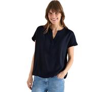Kurzarmbluse CECIL, Damen, Gr. XL (44), schwarz (universal blau), Stoff, 100% Viskose, unifarben, klassisch normal, V-Ausschnitt, abgesteppt, Blusen, mit V-Ausschnitt (98885718-XL) universal blau