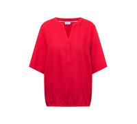 Cecil Kurzarm-Bluse Damen – Split Neck – 100% Viskose, unifarben – glazed apple M (40)