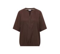 CECIL - Kurzarm Bluse mit Split Neck macchiato brown - Gr. - XL