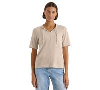 Cecil Damen Kurzarm Bluse mit Split Neck und Bändern in Beige, Gr: XXL