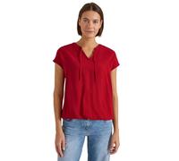 Kurzarmbluse CECIL, Damen, Gr. L (42), tamarillo rot, Stoff, Vorderseite: 100% Viskose. Rückseite: 95% Viskose, 5% Elasthan, unifarben, klassisch normal, V-Ausschnitt, abgesteppt, Blusen, mit Struktur
