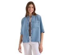 Kurzarmbluse CECIL, Damen, Gr. S (38), light blau wash, Stoff, 100% Lyocell, unifarben, klassisch normal, ohne Ausschnitt, abgesteppt, Blusen, mit Knopfleiste (59715133-S) light blau wash