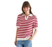 Poloshirt CECIL, Damen, Gr. XXL (46), glazed apple rot, Web, 100% Baumwolle, gestreift, normal normal, hoch geschlossener Ausschnitt, Rippbündchen, Shirts, aus reiner Baumwolle (58322628-XXL) glazed a