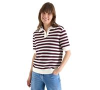 Poloshirt CECIL, Damen, Gr. XL (44), sweet grape rot, Web, 100% Baumwolle, gestreift, normal normal, hoch geschlossener Ausschnitt, Rippbündchen, Shirts, aus reiner Baumwolle (85225920-XL) sweet grape