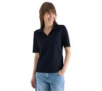 Poloshirt CECIL, Damen, Gr. S (38), universal blau, Jersey, Obermaterial: 100% Baumwolle, unifarben, regular fit normal, ohne Ausschnitt, Shirts, mit seitlichen Schlitzen im Saum (53803468-S) universa