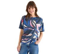 Cecil Damen Kurzarmshirt mit Ausbrennerstreifen, Blau, Größe XL