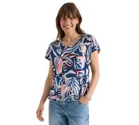 V-Shirt CECIL, Damen, Gr. XXL (46), universal blau, Stoff, 50% Modal, 50% Baumwolle, gemustert, comfort fit normal, V-Ausschnitt, normaler Saum, Shirts, mit abgerundetem V-Ausschnitt (99873706-XXL) un