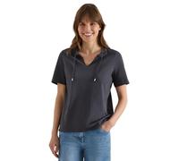 Cecil Kurzarm Shirt mit Split Neck Volcanic Grey M