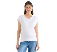 Cecil Kurzarm Shirt mit V-Neck in Unifarbe White XXL