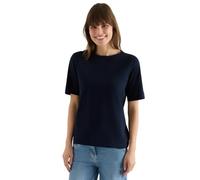T-Shirt CECIL, Damen, Gr. S (38), universal blau, Web, 100% Baumwolle, unifarben, Basic, comfort fit normal, U-Boot-Ausschnitt, normaler Saum, Shirts T-Shirt, mit U-Boot-Ausschnitt (12115626-S) univer