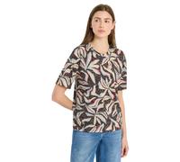 Rundhalsshirt CECIL, Damen, Gr. XXL (46), macchiato braun, Jersey, Obermaterial: 65% Polyester, 35% Viskose, geblümt, gemustert, normal hüftbedeckend, Rundhals, Shirts Rundhalsshirt, Ausbrenner Shirt 